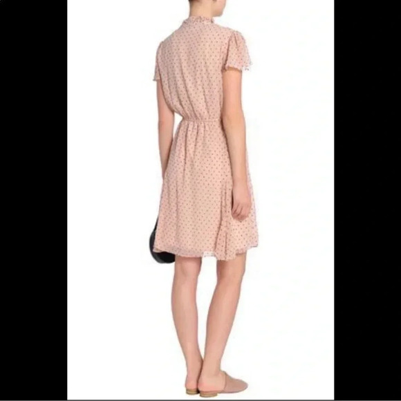 Walter Baker | Arthur Swiss Dot Dress Peach Size 8 Medium M Ruffle Tie Neck - Picture 5 of 5